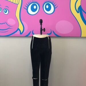 UNIF Black Stretch Velvet Skinny Pants